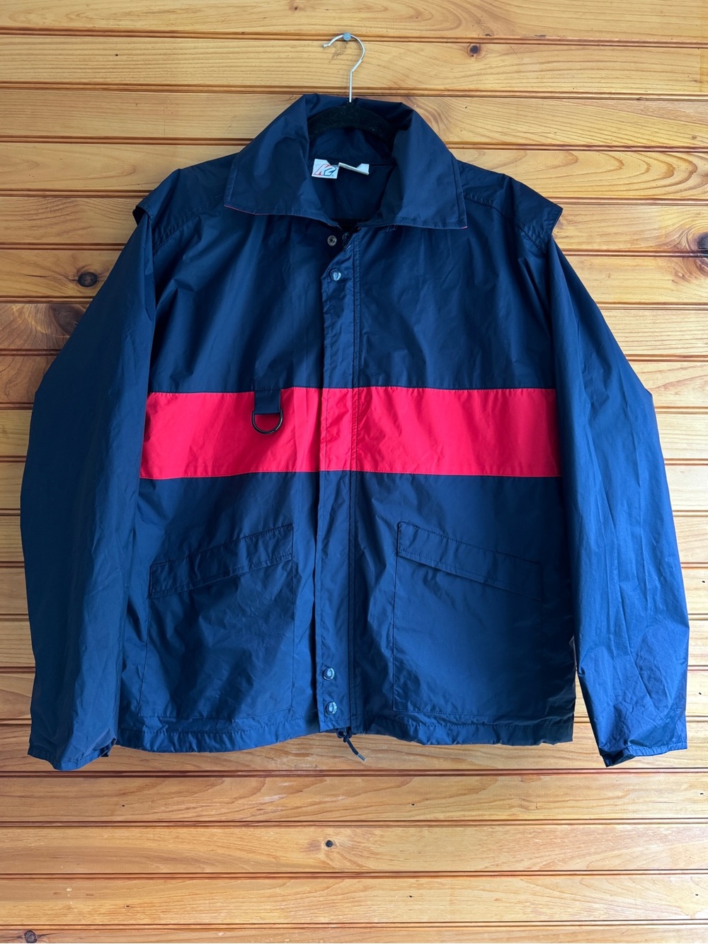 Vintage K2 Ski Snowboard Shell Jacket L Navy Red Colorblock Nylon Gorpcore Y2K